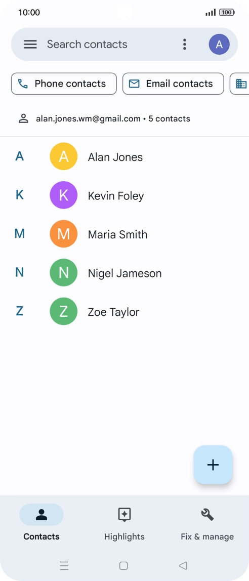 Press the new contact icon.
