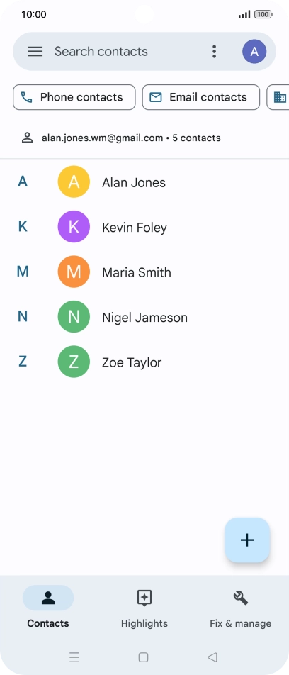 Press the new contact icon.