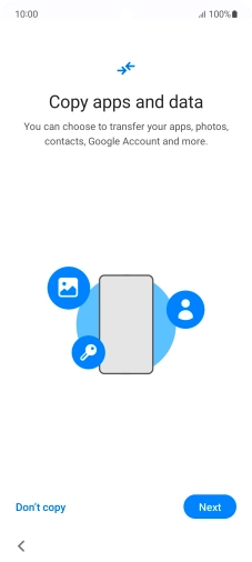 You can transfer the contents of another phone to your phone when it's activated for the first time and after a factory reset. When this screen is displayed, your phone is ready to transfer contents from another phone.