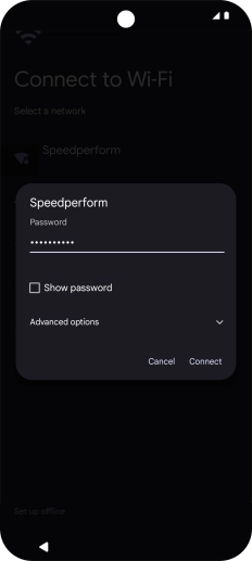 Key in the password for the Wi-Fi network and press Connect.