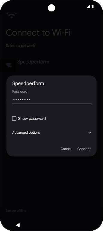 Key in the password for the Wi-Fi network and press Connect.