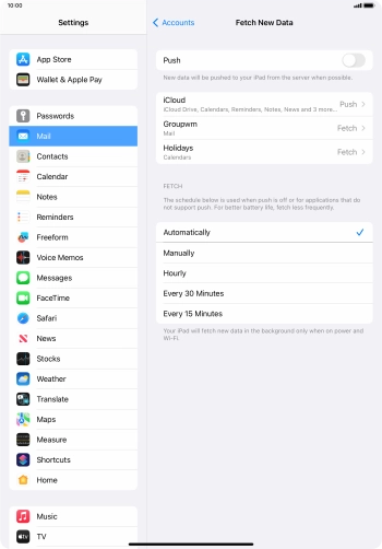 If you turn off the function, press the required setting.
