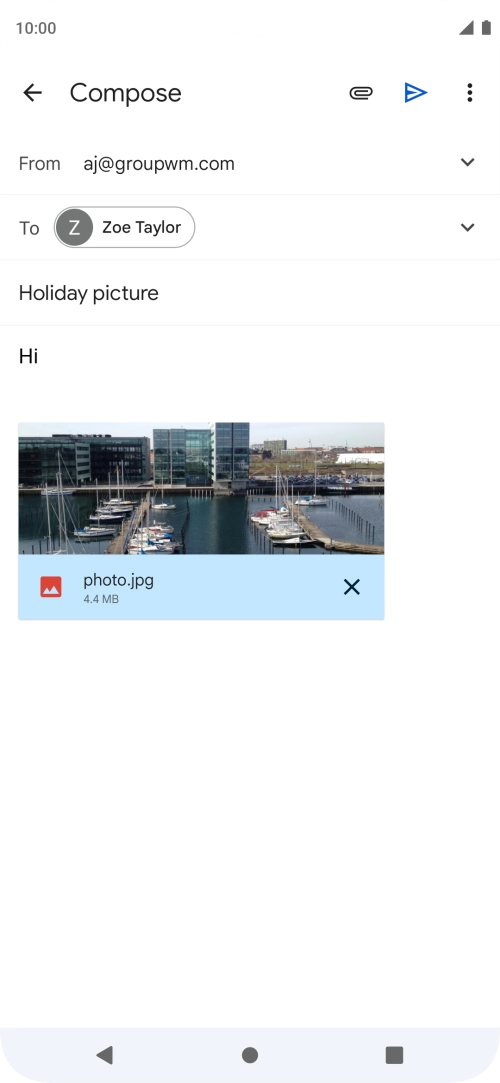 Press the send icon when you've finished your email.