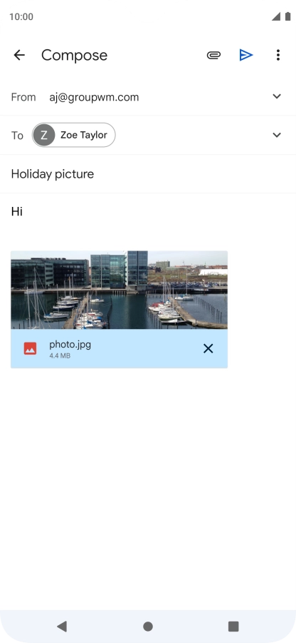 Press the send icon when you've finished your email.