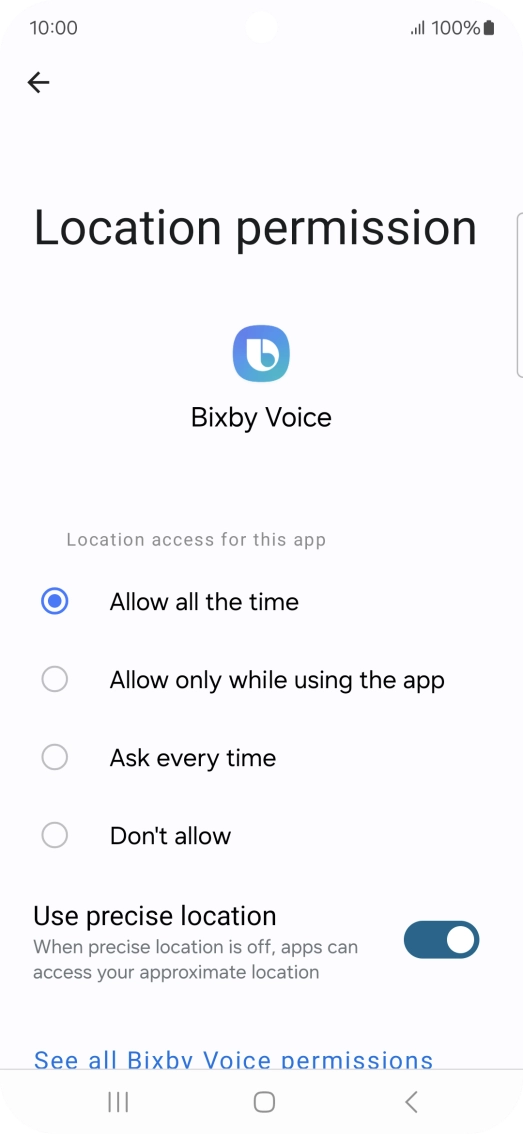 Press the required setting.