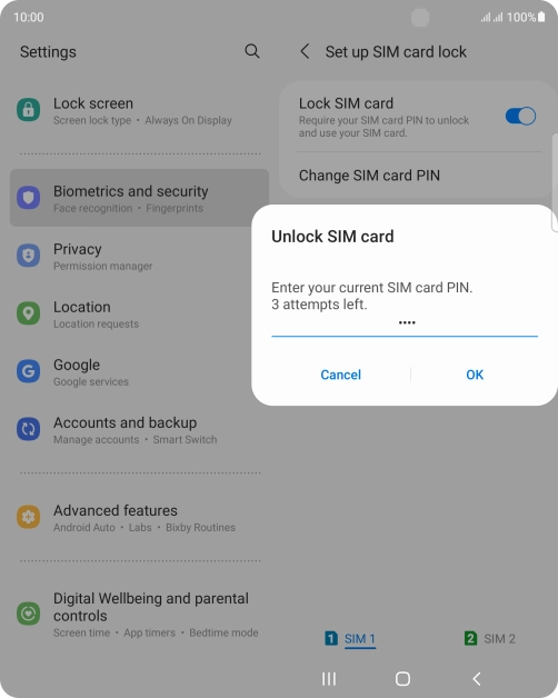 Key in your PIN and press OK. The default PIN is 1111.