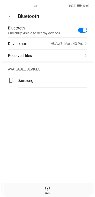 Press the required Bluetooth device and follow the instructions on the screen to pair the device with your phone.