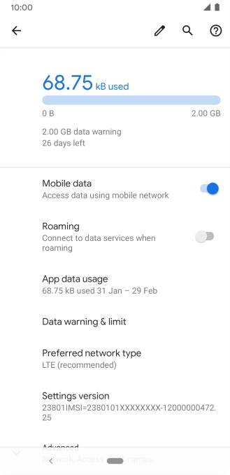 The total data usage is displayed.