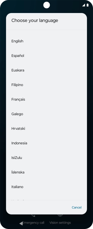 Press the required language.