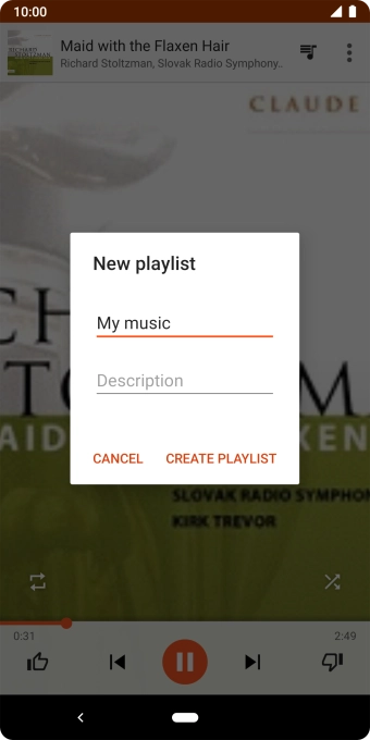 Key in a name for the playlist and press CREATE PLAYLIST.