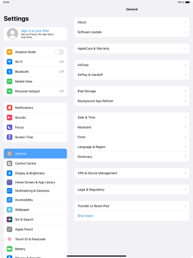 Press Sign in to your iPad.