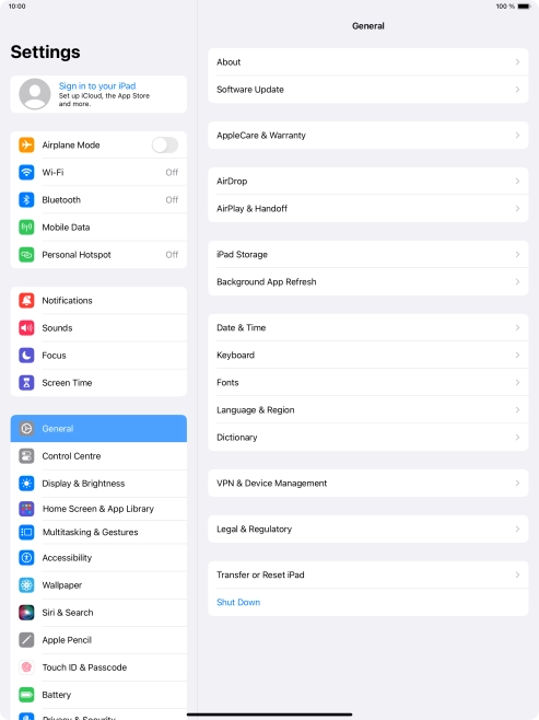 Press Sign in to your iPad.