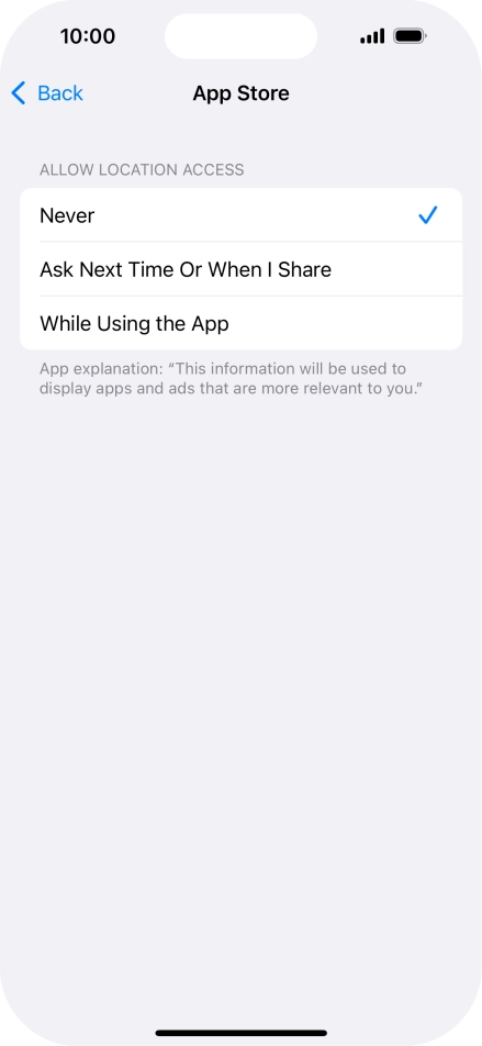 Press the required setting to turn the function on or off.