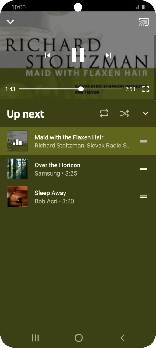 Press the repeat icon to turn the function on or off.