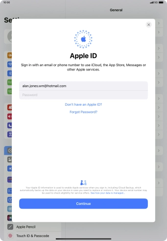 Press Password and key in the password for your Apple ID.