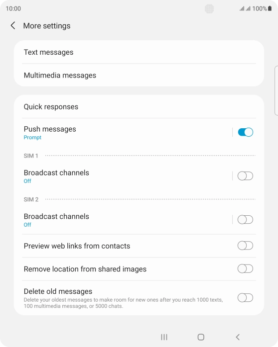 Press Text messages.
