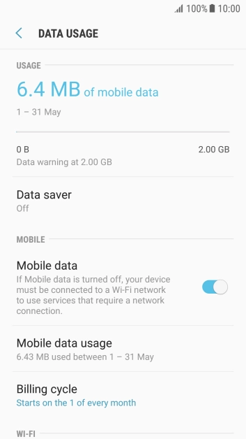 The total data usage is displayed.