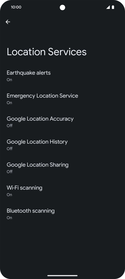 Press Google Location Accuracy.