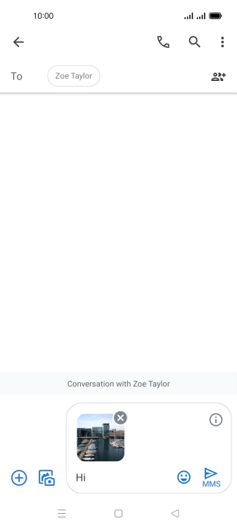 Press the send icon when you've finished your MMS.