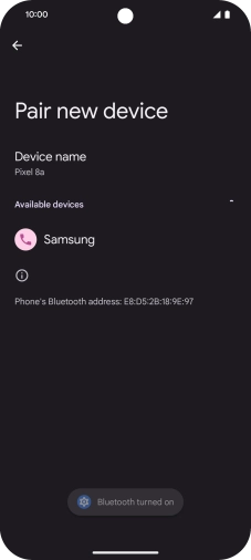 Press the required Bluetooth device and follow the instructions on the screen to pair the device with your phone.