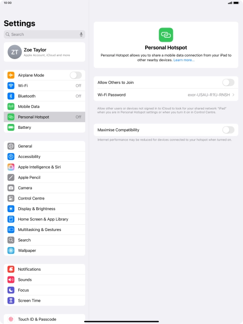 Press Wi-Fi Password and key in the required password.