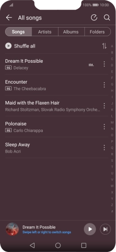 Press the required category and go to the required audio file.