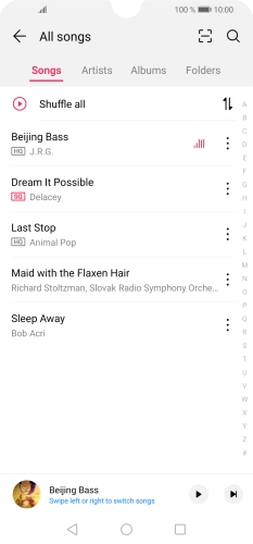 Press the required category and go to the required audio file.