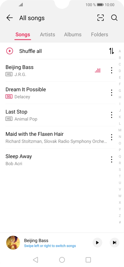 Press the required category and go to the required audio file.