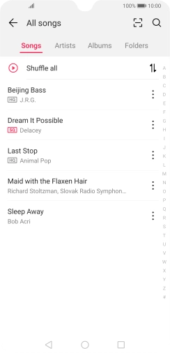 Press the required category and go to the required audio file.