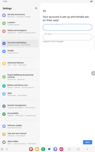 Press Your name and key in the required sender name.