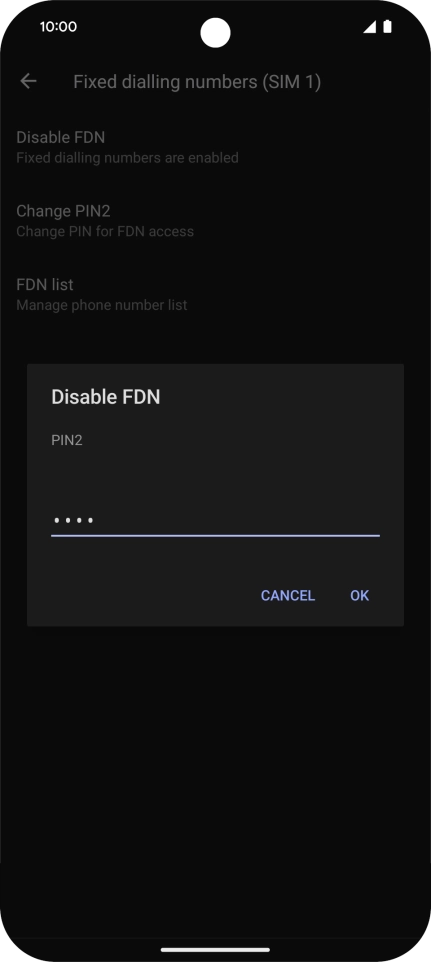 Key in your PIN2 and press OK. The default PIN2 is 0000.