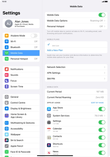 Press Mobile Data Options.