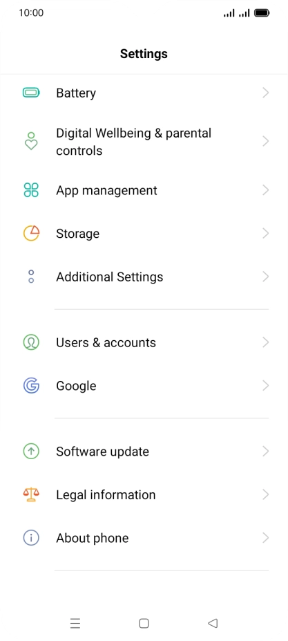 Press Software update. If a new software version is available, it's displayed. Follow the instructions on the screen to update the phone software.