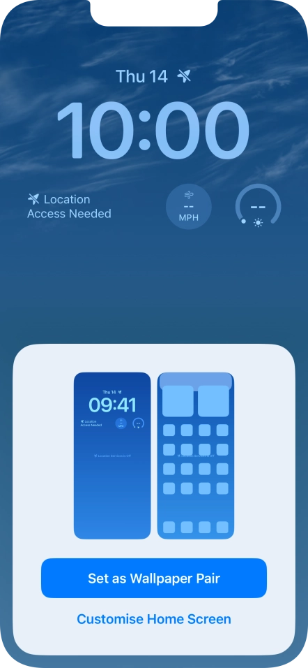 To use the same colour theme on the home screen, press Set as Wallpaper Pair.