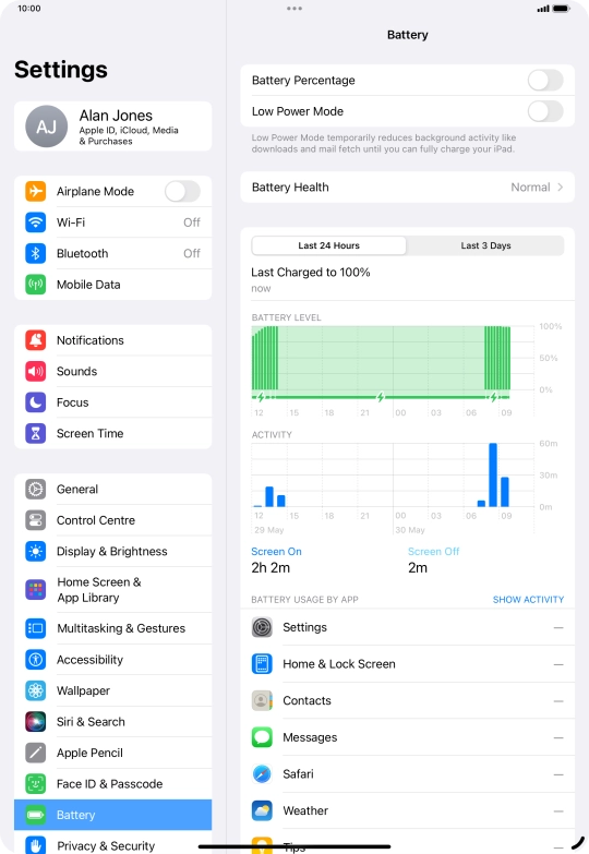 Press the indicator next to 