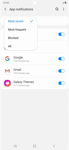 Press the required setting.