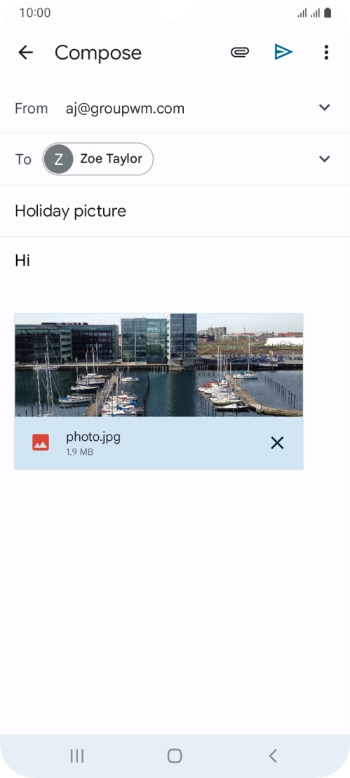 Press the send icon when you've finished your email message.