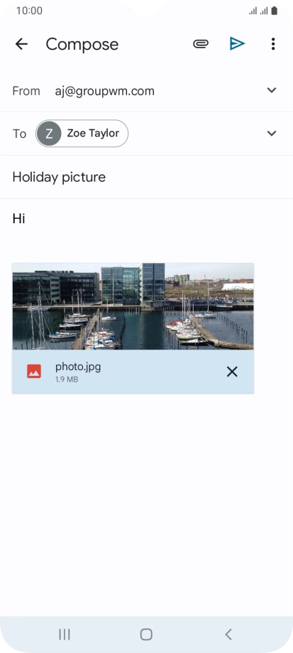 Press the send icon when you've finished your email message.