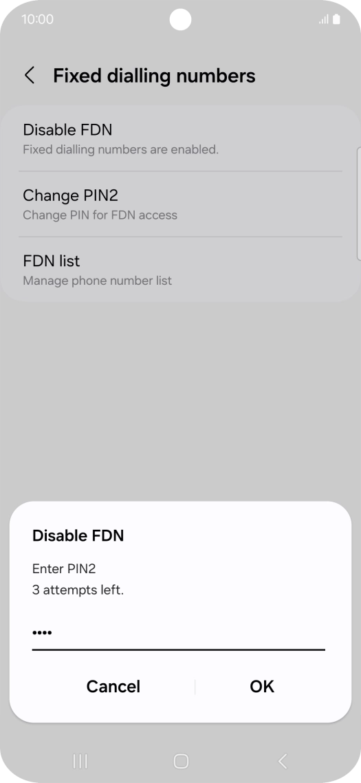 Key in your PIN2 and press OK. The default PIN2 is 0000.