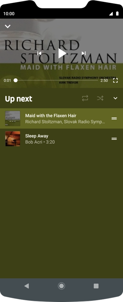 Press the repeat icon to turn the function on or off.