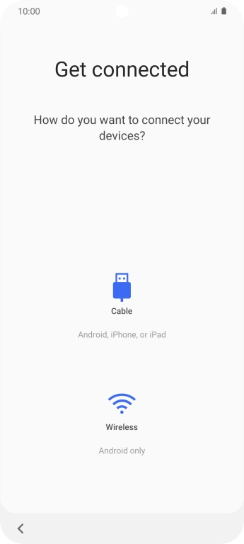 Press the required transfer method and follow the instructions on the screen to transfer content from another phone.