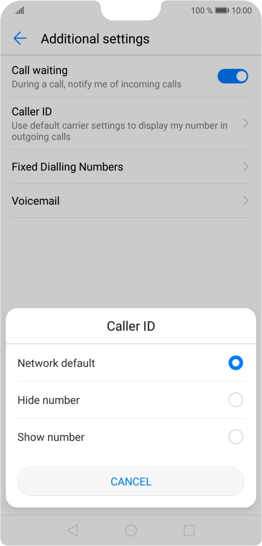 Press Show number to turn on caller identification.
