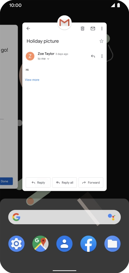 To end one running application, slide your finger upwards on the required application.