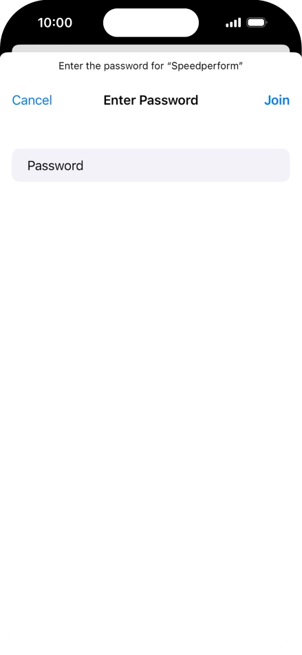 Key in the password for the Wi-Fi network and press Join.