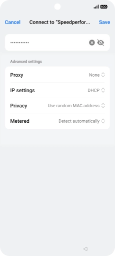 Key in the password for the Wi-Fi network and press Save.