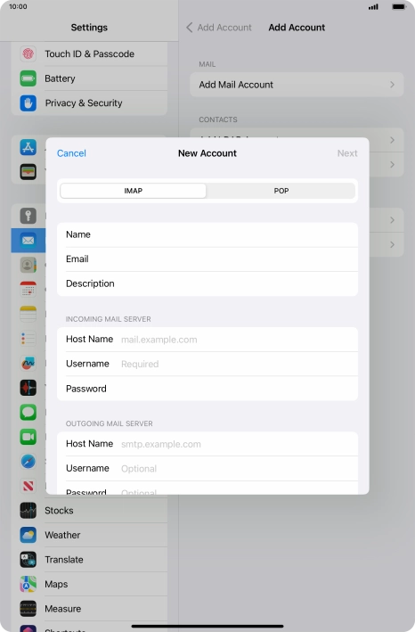 Press IMAP.