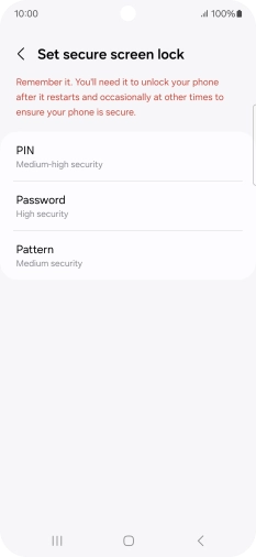 Press the required phone lock code and follow the instructions on the screen to create an additional phone lock code.