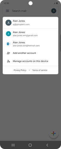 Press the required email account.