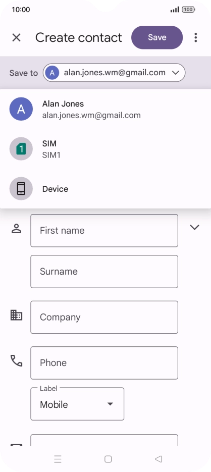 Press the required Google account.