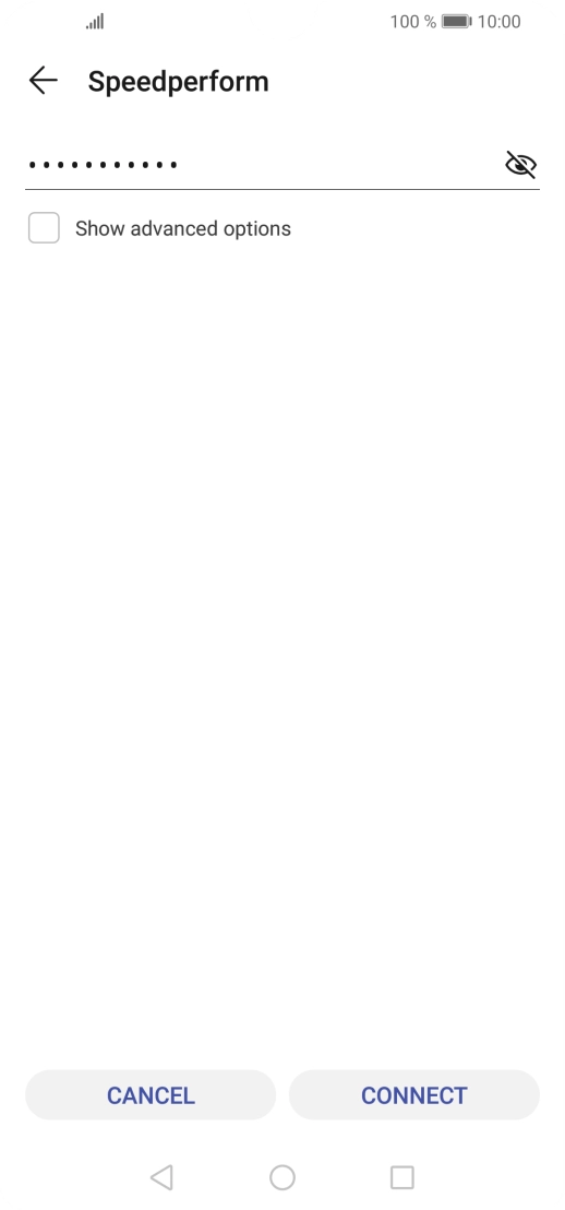 Key in the password for the Wi-Fi network and press CONNECT.